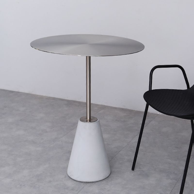 Pedestal 1 Single Coffee Table Mid-Century Modern Cocktail Table with Metal Top