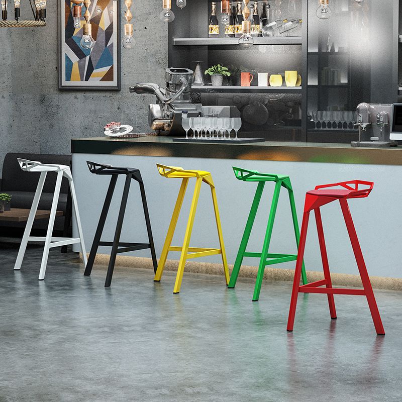 Modern Armless Backrest Counter Stool Iron Kitchen Bar Stool with Leather Cushion Clearhalo 'Bar Furniture' 'Bar Stools' 'bar_stools' 'furn' 'furn_bar_stools' 'Furniture' 'furniture_bar_stools' 'Kitchen & Dining Furniture' 1200x1200_6b2ea5d8-e2f9-4ce4-ac67-21bc17c46340