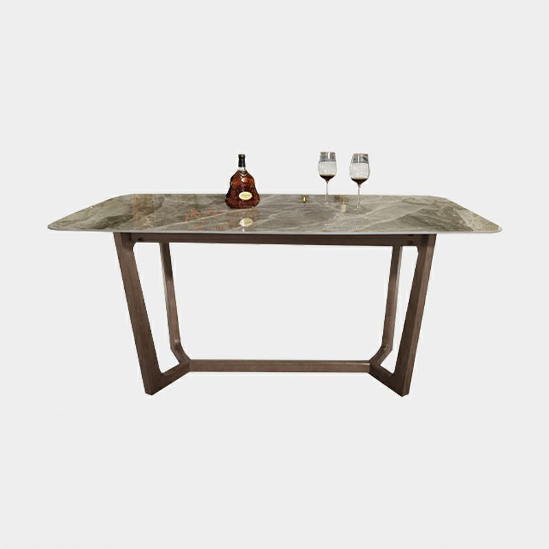 Contemporary Style Sintered Stone Dining Table with Grey Fixed Table and Trestle Base Clearhalo 'Dining Room Sets' 'Dining Tables & Seating' 'dining_room_set' 'furn' 'furn_dining_room_set' 'Furniture' 'furniture_dining_room_set' 'Kitchen & Dining Furniture' 'kitchen&dining_furn' 'kitchen' 1200x1200_6b2f378e-7094-4ea8-86fa-29412ad9897b