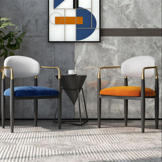 Scandinavian Style Metal Chairs Set Kitchen Dining Room Open Back Arm Chair Clearhalo ' kitchen&dining_furn' 'Dining Chairs' 'Dining Tables & Seating' 'dining_chair' 'furn' 'furn_dining_chair' 'Furniture' 'furniture_dining_chair' 'Kitchen & Dining Furniture' 'kitchen' 1200x1200_6b32f853-cf45-4dc9-bb28-d03c31e43acb