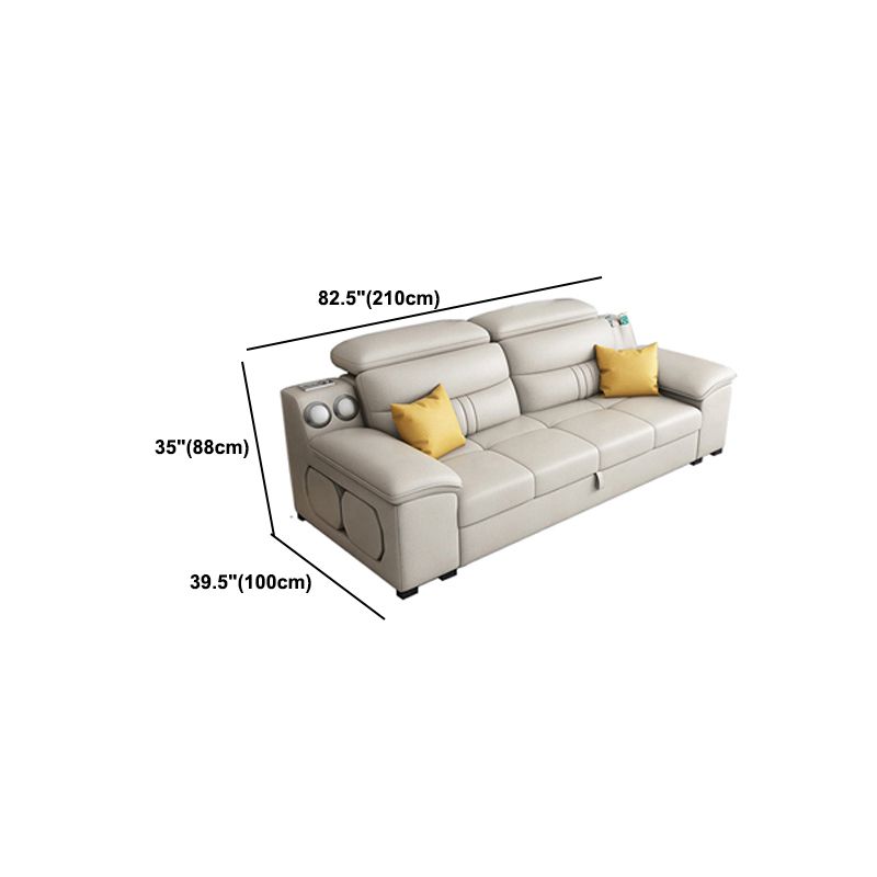Modern Faux Leather Sofa & Chaise 34.6" H Biscuit Back Sofa with Storage Clearhalo 'furn' 'furn_sectionals' 'Furniture' 'Living Room Furniture' 'Sectionals' 1200x1200_6b33e6f8-aba5-4576-917b-6505c2d2b5ec