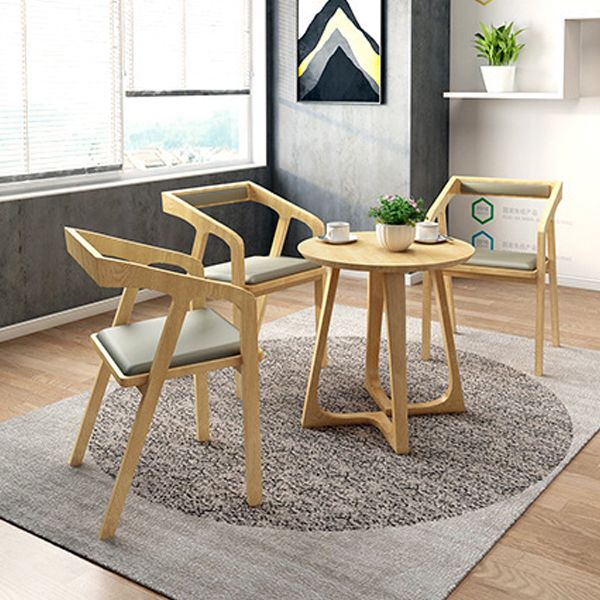 Mesa de comedor de acabado de madera ligera con sillas de madera 1/2/3/4 piezas de comedor moderno