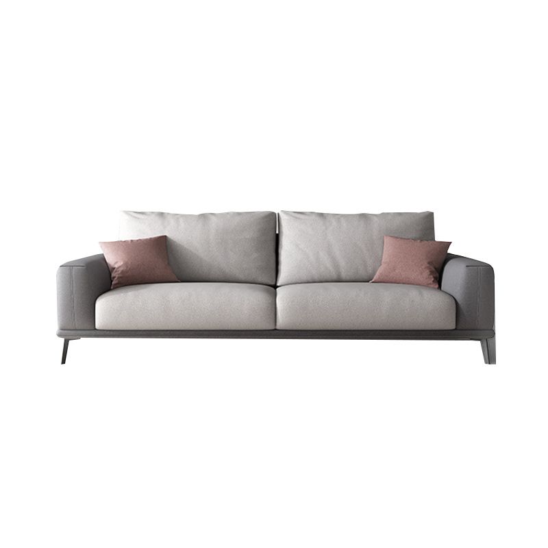 Fabric Living Room Square Arm Standard Cushions Light-grey Settee Clearhalo 'furn' 'furn_sofas' 'Furniture' 'furniture_sofas' 'kitchen' 'kitchen_sofas' 'Living Room Furniture' 'Sofa' 'sofas' 1200x1200_6b36aa55-0439-4461-9c6c-fcb0b669a5bf
