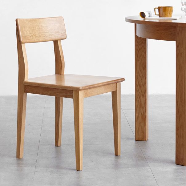 Eiken vaste houten eetkamerstoel eigentijdse keukenarmloze stoel