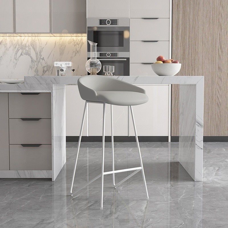 Taburete de mostrador sin brazo de cuero sintético taburete de barra de espalda industrial