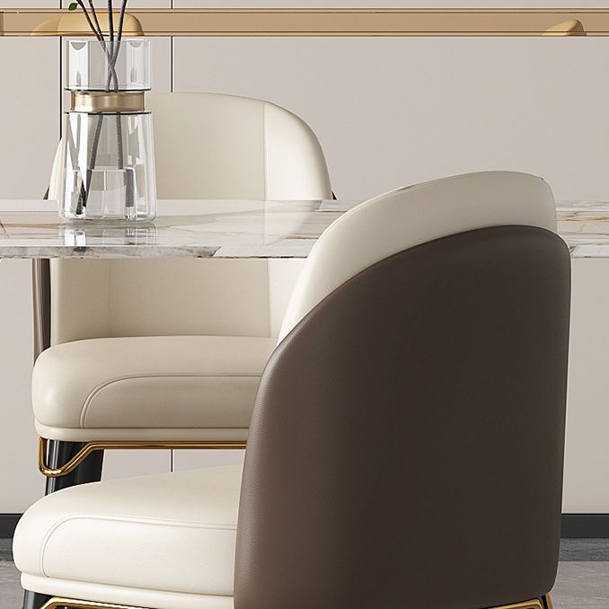 Upholstered Armless Dining Chair Home Faux Leather Dining Side Chair