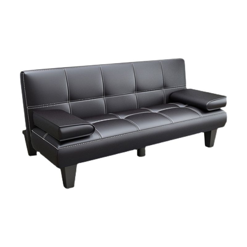 Modern Biscuit Back Faux Leather Pillow Top Arm Convertible Sofa with Foldable Clearhalo 'furn' 'furn_sofas' 'Furniture' 'furniture_sofas' 'kitchen' 'kitchen_sofas' 'Living Room Furniture' 'Sofa' 'sofas' 1200x1200_6b3cd74f-4930-42e1-a73b-c50d8269231b