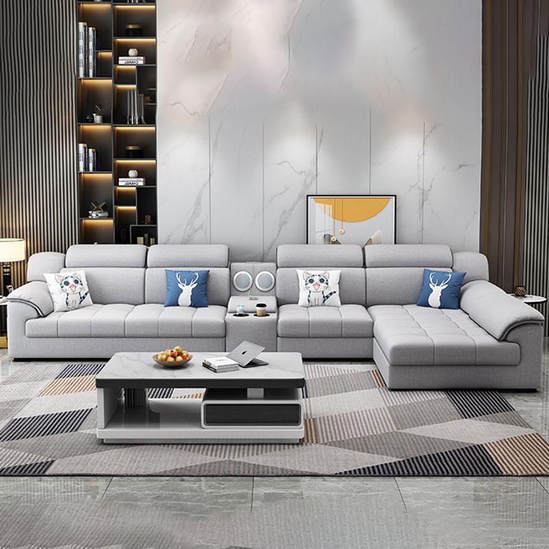 Canapé en tissu moderne en oreiller gris canapé le bras avec oreillers de boîtier