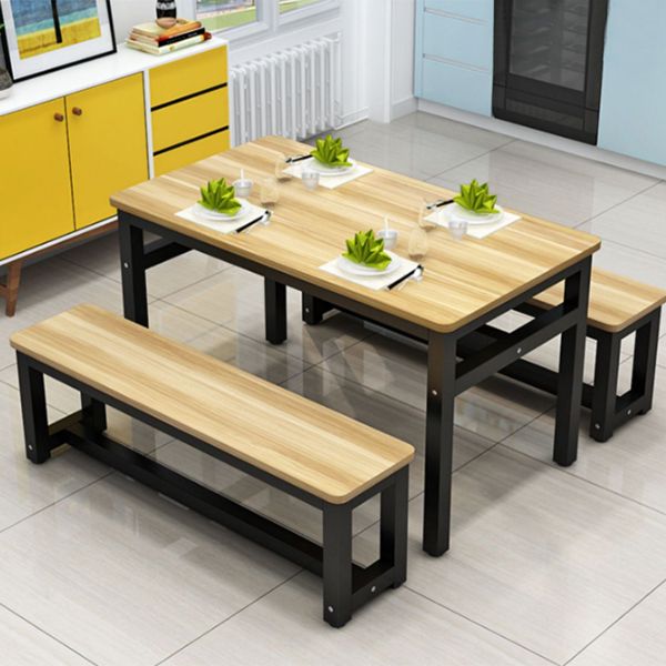 Moderne rechthoekige houten eettafel metalen poten voor eetkamer