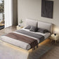 84.65 inch Wide Glam Bed Frame Solid Color Standard Bed with Headboard