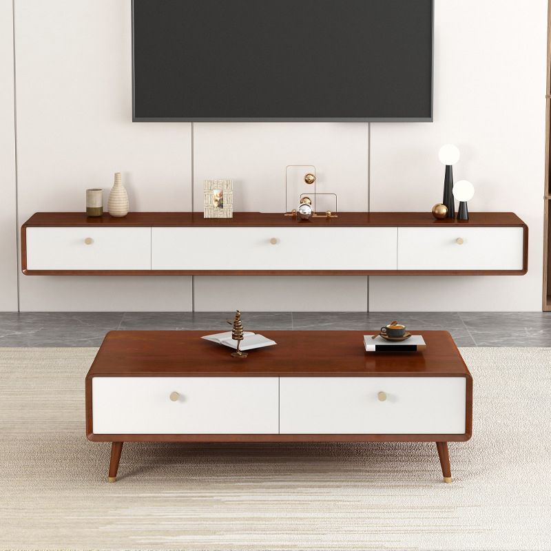 Console TV moderna Console TV in legno massello con 2 cassetti