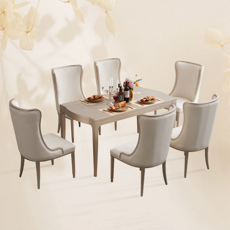 Nordic 1/2/7 Pieces Furniture Rectangle Stone Dining Table Set in White