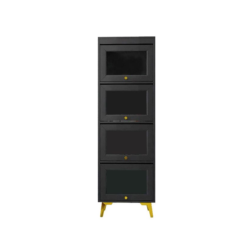 Modern 11.81" W Wooden Side Cabinet with Glass Doors in Black Clearhalo 'Cabinets & Chests' 'cabinets_chests' 'furn' 'furn_cabinets_chests' 'Furniture' 'Living Room Furniture' 1200x1200_6b3f4683-539c-4a5a-a25e-ef9c2eeb6ee5
