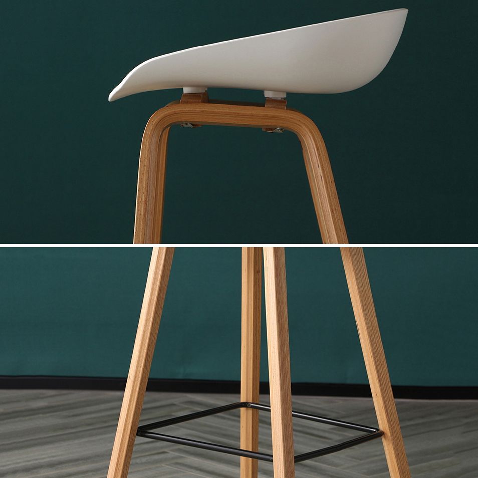 Contemporary Simple Counter Stools 30-inch Indoor Wood Legs Bar Stool with Plastic Seat Clearhalo 'Bar Furniture' 'Bar Stools' 'bar_stools' 'furn' 'furn_bar_stools' 'furniture_bar_stools' 'Kitchen & Dining Furniture' 'kitchen&dining_furn' 'kitchen' 'kitchen_furn' Furniture' 1200x1200_6b3f7e94-30d5-44d2-a669-5db5e509fe2e