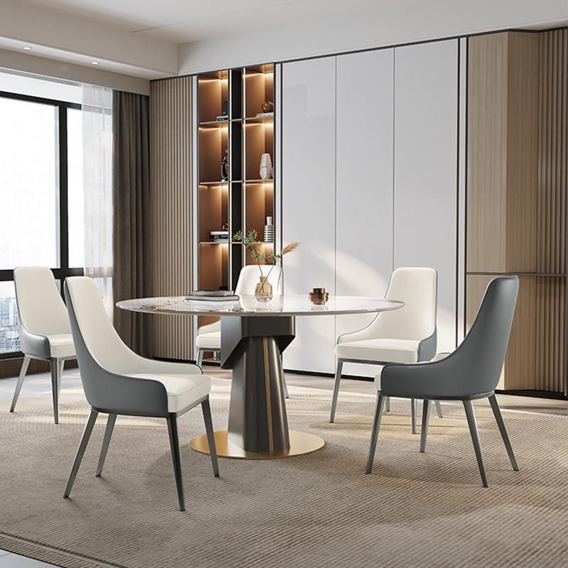Silla de cuero de imitación tapizada silla de comedor contemporánea