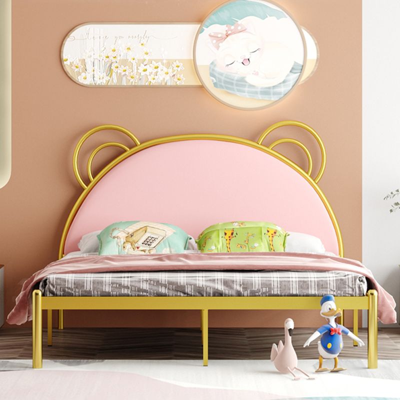 Lit standard à cadre en métal glamour, avec lit de tête de lit pour chambre à coucher