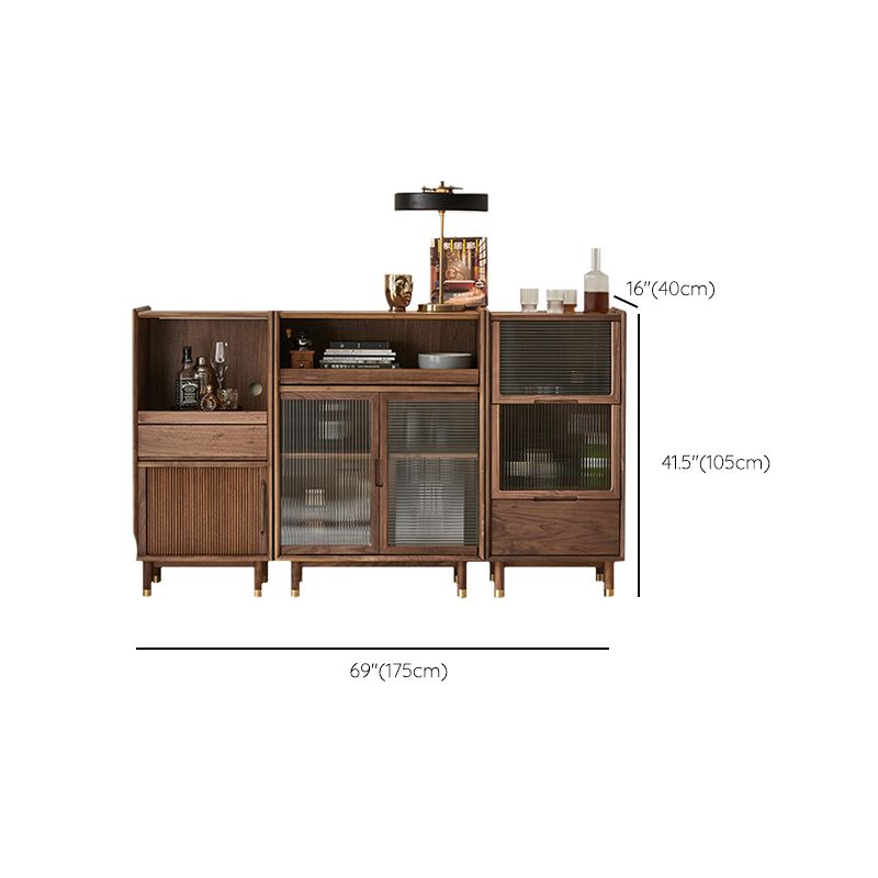 Storage Solid Wood Glass Door Cabinet Mid Century Chest in Walnut Clearhalo 'Cabinets & Chests' 'cabinets_chests' 'furn' 'furn_cabinets_chests' 'Furniture' 'Living Room Furniture' 1200x1200_6b425d58-f626-43d8-885a-d3e02bdf6294