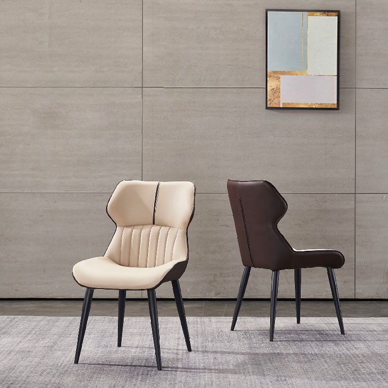 Contemporary Wingback Dining Side Chair Kitchen Leather Dining Chair Clearhalo ' kitchen&dining_furn' 'Dining Chairs' 'Dining Tables & Seating' 'dining_chair' 'furn' 'furn_dining_chair' 'Furniture' 'furniture_dining_chair' 'Kitchen & Dining Furniture' 'kitchen' 1200x1200_6b431b57-b478-43cb-ba0c-81b37d84631d