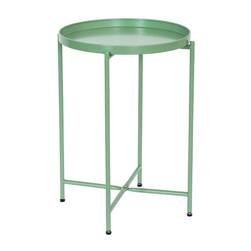 Mesa de las patas cruzadas modernas Mesa de esquina de la bandeja redonda de la parte superior del lado del lado