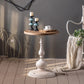Mesa de cóctel envejecida de estilo francés, mesa de centro con pedestal de madera para sala de estar