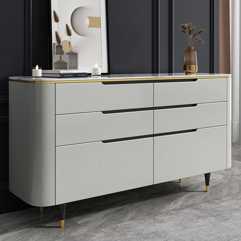 6-schüchternen Holz Sideboard moderner Tisch mit Steinarbeitsplatte für Wohnzimmer