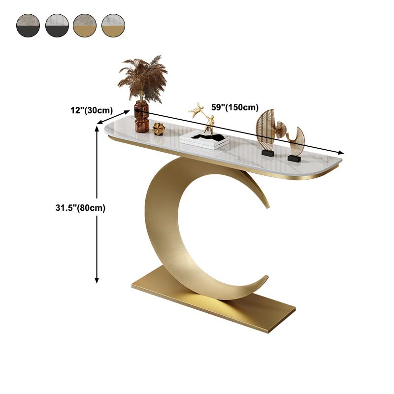 Mesa de consola resistente a las manchas con base de pedestal de hierro y tapa de piedra