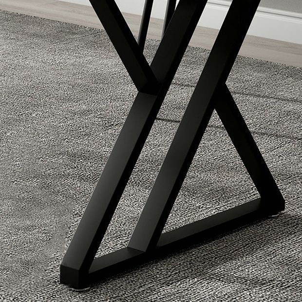 Rectangle Sintered Stone Two-Color Dining Table Simplicity Double Pedestal Table for Dining Room Clearhalo ' dining_table' 'Dining Tables & Seating' 'Dining Tables' 'furn' 'furn_dining_table' 'Furniture' 'furniture_dining_table' 'Kitchen & Dining Furniture' 'kitchen&dining_furn' 'kitchen' 'kitchen_dining_table' 1200x1200_6b47eda2-8992-495d-b4c5-b3a4d4b62f97