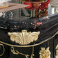 Glam Kitchen Table with Faux Marble Top Solid Wood Legs in Black Clearhalo 'Dining Tables & Seating' 'Dining Tables' 'dining_table' 'furn' 'furn_dining_table' 'Furniture' 'Kitchen & Dining Furniture' 1200x1200_6b48ff60-25fa-4b9d-9788-1c76b68436bc