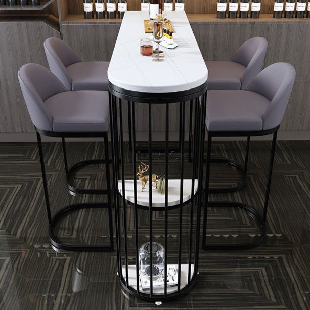 White Modern Style Bar Table in Faux Marble and Metal Specialty Coffee Shop Bar Table Clearhalo 'Bar Furniture' 'Bar Tables' 'bar_tables' 'furn' 'furn_bar_tables' 'Furniture' 'furniture_bar_tables' 'Kitchen & Dining Furniture' 1200x1200_6b4a7725-41df-4b33-ae8c-7d5689cd4c38