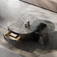 Tavolino da cocktail Glam Drum Slate con tavolino rotondo singolo con cassetto
