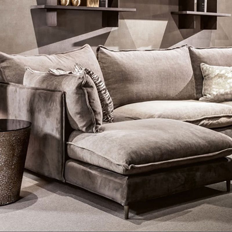 リネンスクエアアームソファ＆チャイズリバーシブルモダンクッションルースバックソファ
