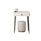 Contemporary Stone Vanity Dressing Table Set with Stool in White of 29.53" H