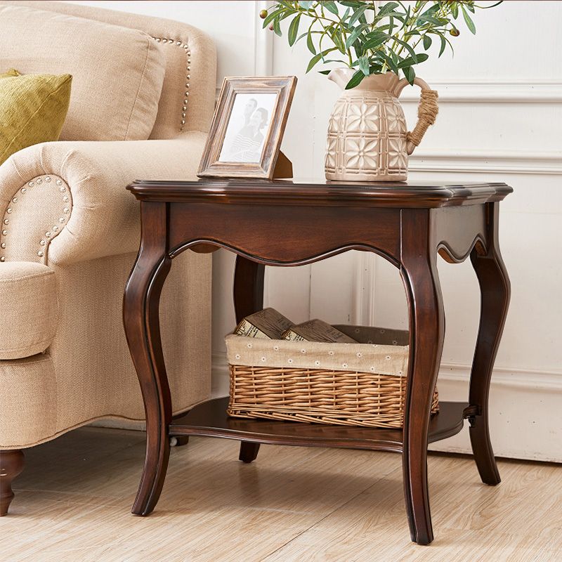Wood Brown Square Modern Block Side Table Pedestal End Table