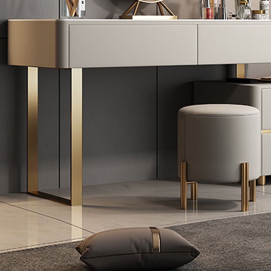 Glam 51.2 "W leisteen ijdelheid bureau en ontlasting in grijs met 4 laden