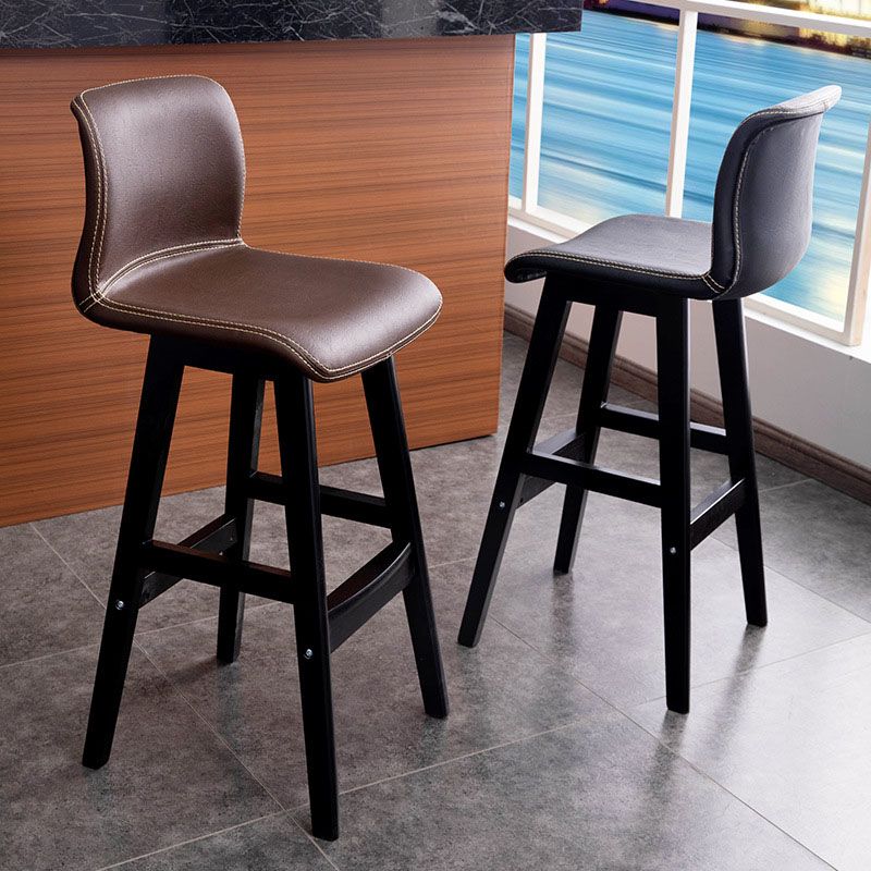 Scandinavian Rubberwood Home Stool Matte Finish Leather Barstool Clearhalo 'Bar Furniture' 'Bar Stools' 'bar_stools' 'Furniture' 'furniture_bar_stools' 'Kitchen & Dining Furniture' 1200x1200_6b4e595c-74b9-41a7-bd04-c6078a293d9d