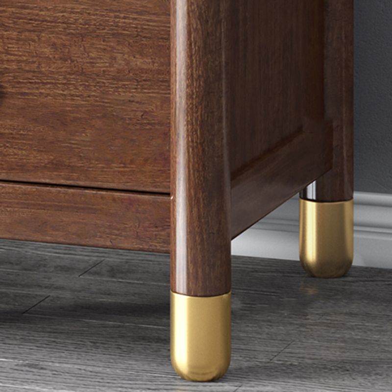 モダンなソリッドウッドナイトスタンド引き出しストレージクルミの足が茶色のナイトテーブルを含む