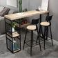 Natural Finish Solid Wood Top Bar Table Contemporary Metal Frame Pub Table