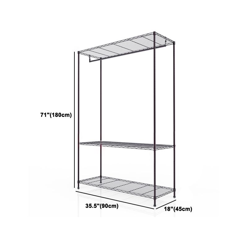Black Contemporary Style Armoire Metal Steel Armoire for Bedroom Clearhalo 'Armoires & Wardrobes' 'armoires_wardrobes' 'Bedroom Furniture' 'furn' 'furn_armoires_wardrobes' 'Furniture' 1200x1200_6b53626f-80ef-471d-85a4-92a7c0a03d0f