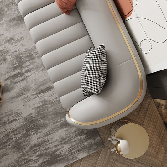 Zeitgenössisches Ledersofa Enge Rückentuxedo Armsofa für Wohnzimmer