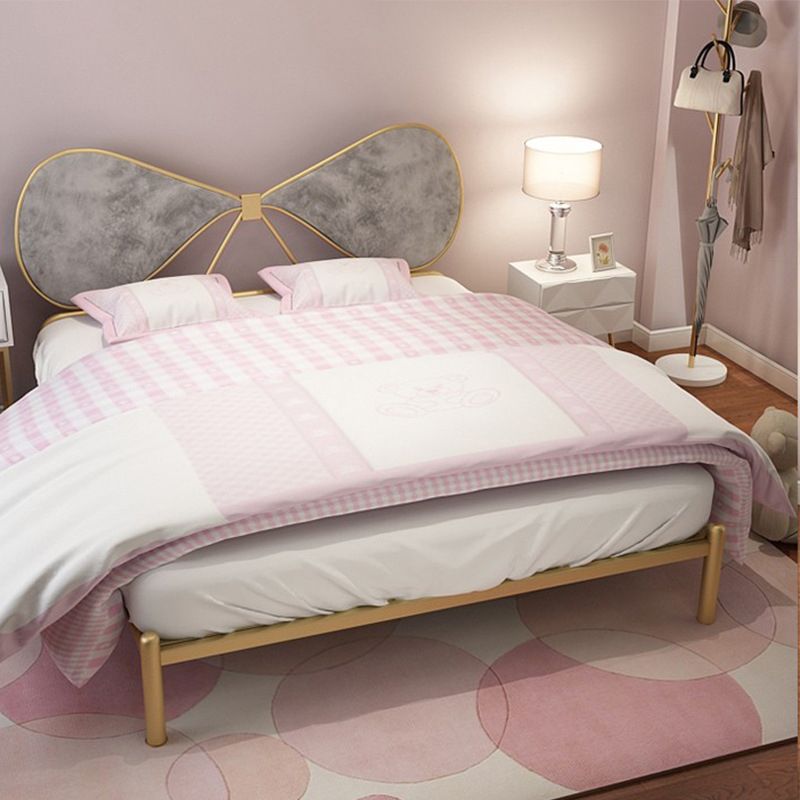 Metal and Upholstered Bed Frame with Metal Legs Open-Frame Bed in Gold Clearhalo 'Bedroom Furniture' 'Beds' 'furn' 'furn_beds' 'Furniture' 1200x1200_6b56a389-a19a-4659-a8bd-1b08ea0ad18a