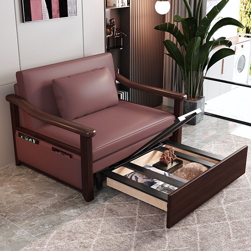 Canapé-lit en caoutchouc avec boîte de canapé de bras incliné en faux cuir en cuir en cuir