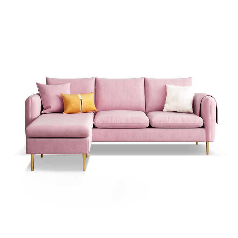 Scandinavian Velvet Sofa with 3 Pillows and Storage for Apartment Clearhalo 'furn' 'furn_sectionals' 'Furniture' 'furniture_sectionals' 'kitchen' 'kitchen_sectionals' 'Living Room Furniture' 'Sectionals' 1200x1200_6b57a72c-ae4f-4fa4-bcef-dfbbfe3f1736