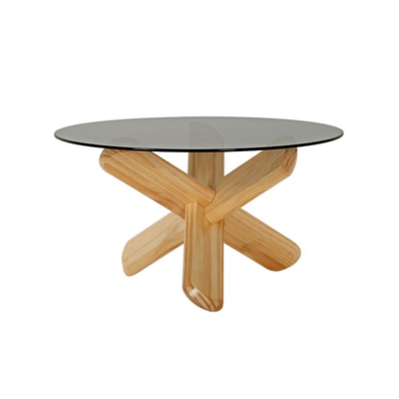 Round 1 Single Coffee Table Tempered Glass Top 3 Legs Wood Cocktail Table Clearhalo 'Coffee & Accent Tables' 'Coffee Tables' 'coffee_tables' 'furn' 'furn_coffee_tables' 'Furniture' 'Living Room Furniture' 1200x1200_6b581f62-d213-4c04-8adc-36542ba655df