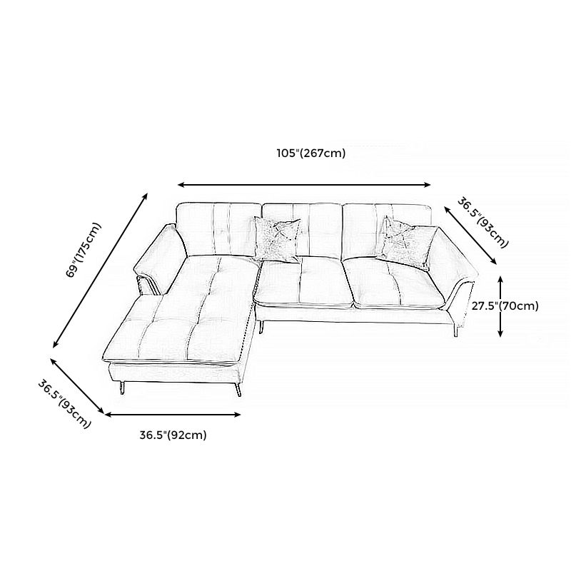 Contemporary Genuine Leather Cushions Sofa 36.61"High Pillow Top Arm Sofa,White Clearhalo 'furn' 'furn_sectionals' 'Furniture' 'furniture_sectionals' 'kitchen' 'kitchen_sectionals' 'Living Room Furniture' 'Sectionals' 1200x1200_6b598395-2bd8-4fe5-88a2-8019ef736216