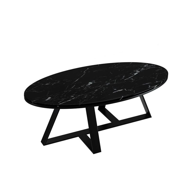 Oval Coffee Table with a Black/gold Base Made of Marble and Wrought Iron Clearhalo 'Coffee & Accent Tables' 'Coffee Tables' 'coffee_tables' 'furn' 'furn_coffee_tables' 'Furniture' 'Living Room Furniture' 1200x1200_6b5b0b4f-f8d5-4a9c-8156-2c35245dde6a