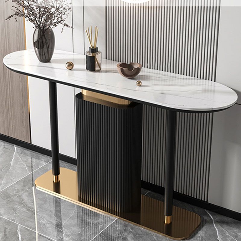 Tabella della console ovale moderna Tabella di divano console in bianco in bianco/nero