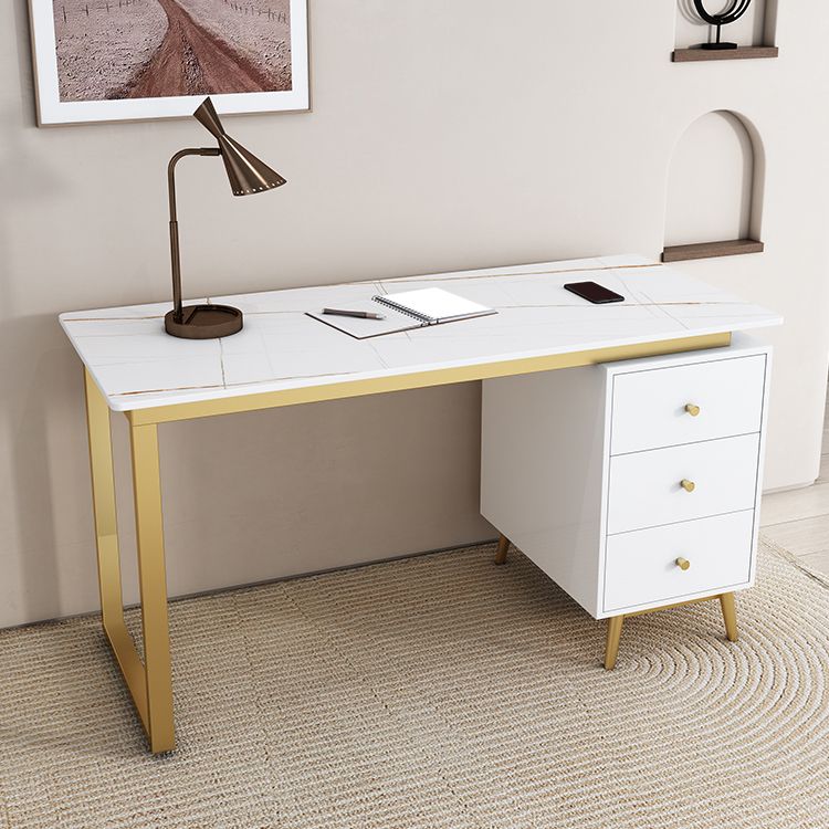 Glam 29.53 "großer Schreibtisch Stein Rechteckiger Büroschreibtisch mit Schubladen