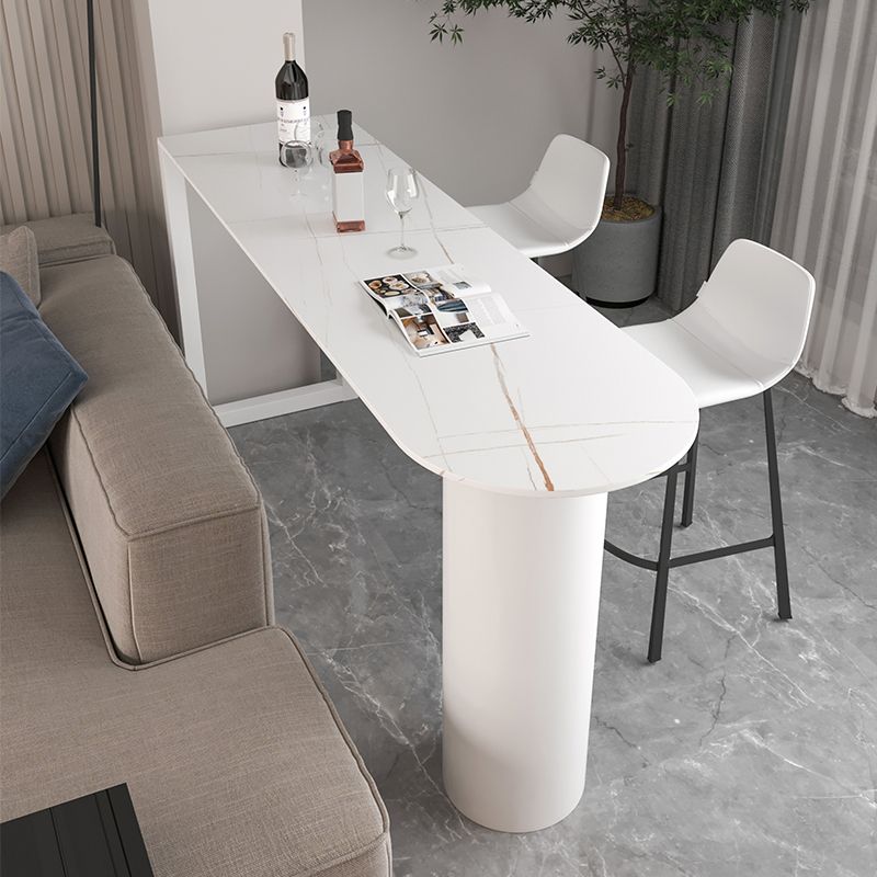Modern 1/3 Pieces Bar Table Set Stone Counter Table with High Stools for Dining Room
