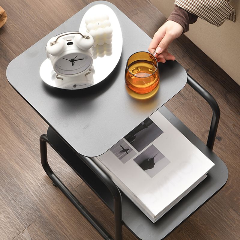 Modernistic Sled Base Side Table Rectangular Metal Top End Table with Shelf Clearhalo 'Coffee & Accent Tables' 'End & Side Tables' 'end_side_tables' 'furn' 'furn_end_side_tables' 'Furniture' 'Living Room Furniture' 1200x1200_6b612476-f47e-4033-94a6-a391e399c9a5