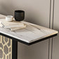 Tavolo console glam con top in pietra rettangolo e base nera per Hall